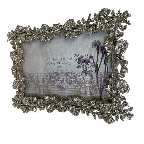 PARISIAN HOME Spring Awakening Filigree Floral Metal Picture Frame Standing 4x6 - Picture 6 of 14
